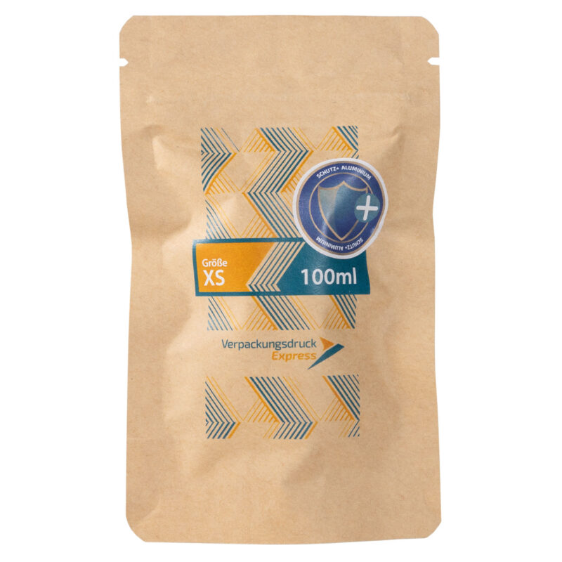 Standbodenbeutel Kraftpapier braun 100ml-Schutz