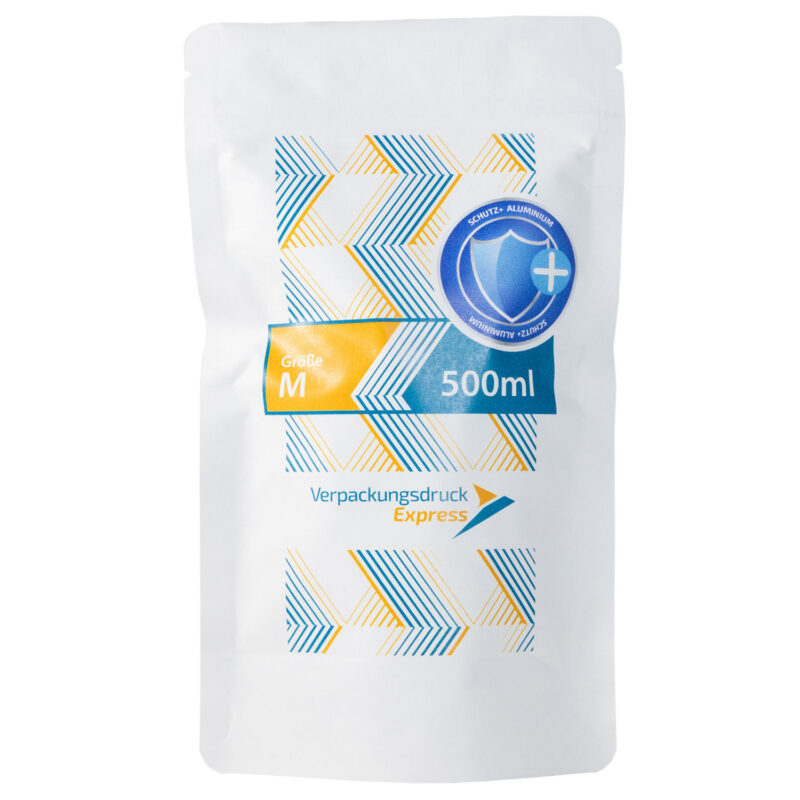 Standbodenbeutel Kraftpapier weiß 500ml-Schutz