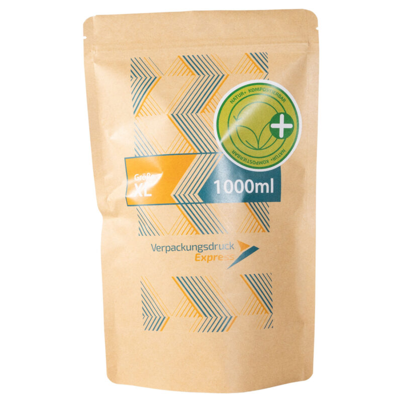 Standbodenbeutel Kraftpapier braun 1000ml-Natur